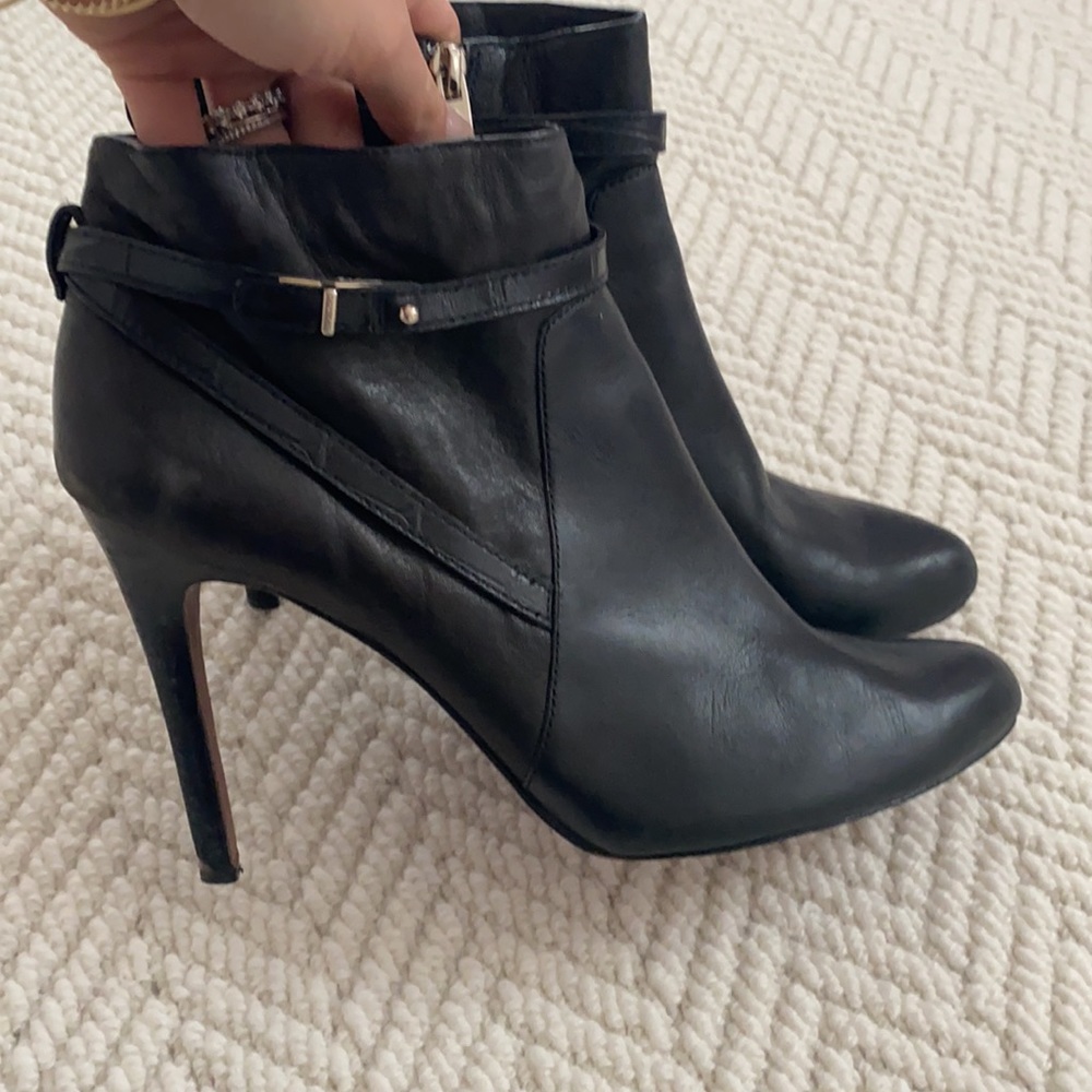 Coach black leather ankle booties